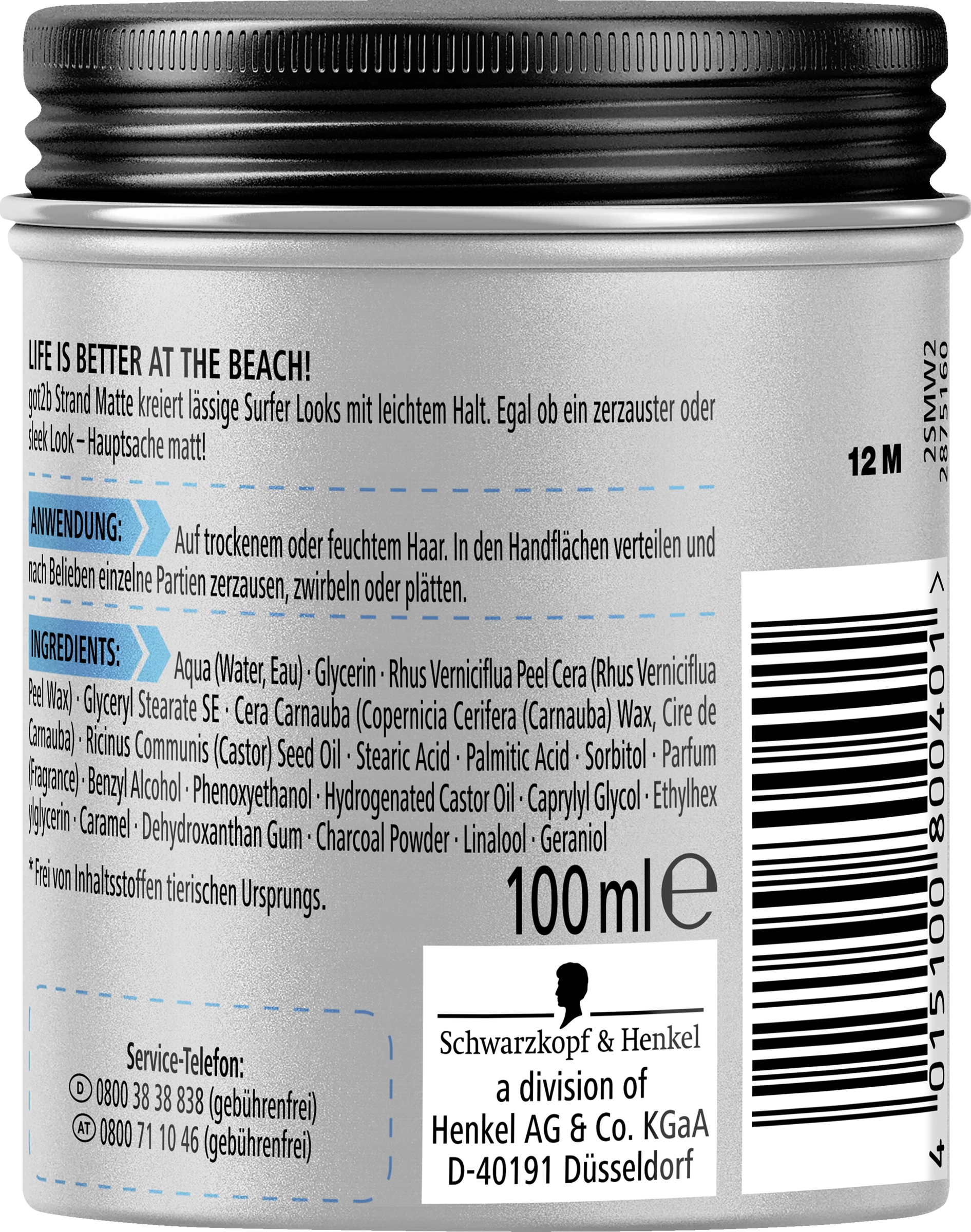 Schwarzkopf Got2b Matt-Paste Strand Matte 2 Schwarzkopf Got2b Matt-Paste Strand Matte – Bild 2