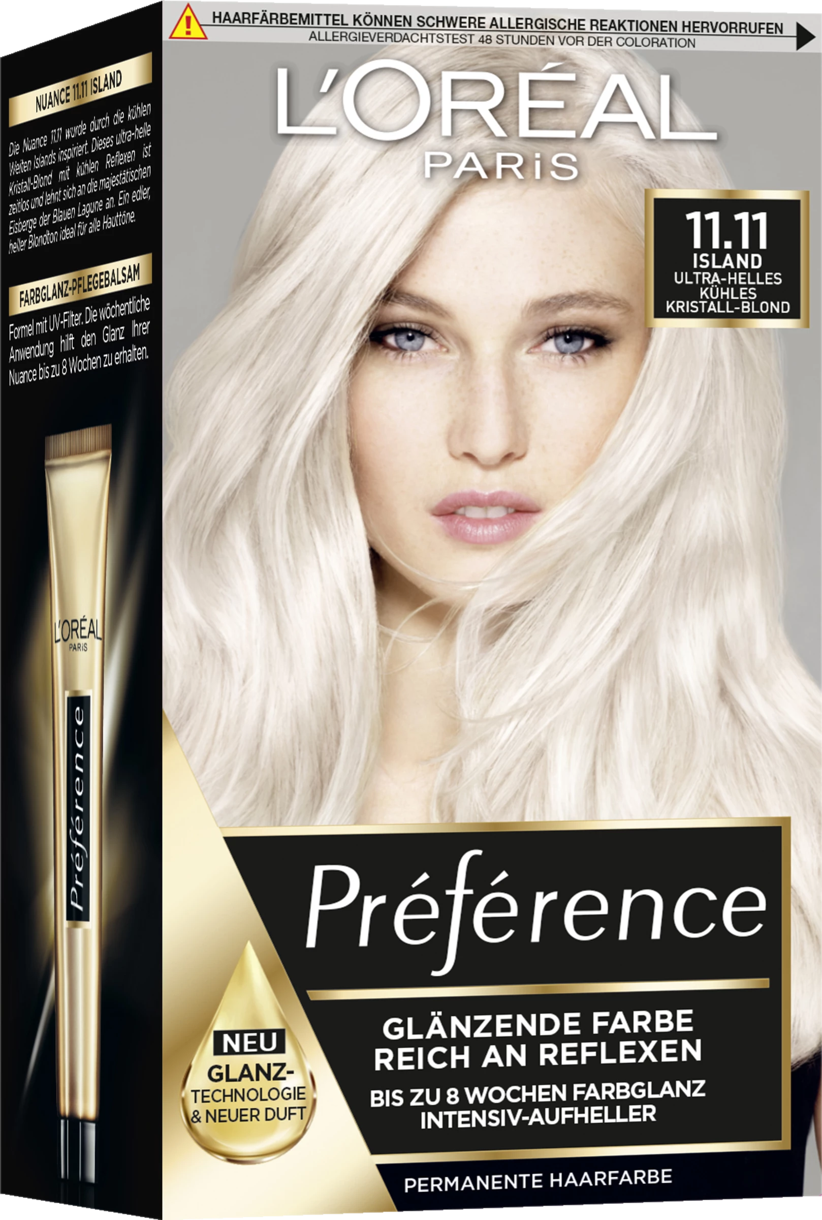 L’Oréal Paris Préférence Permanente Haarfarbe 11.11 Ultra-Helles Kühles Kristall-Blond (Island) 1 L’Oréal Paris Préférence Permanente Haarfarbe 11.11 Ultra-Helles Kühles Kristall-Blond (Island)