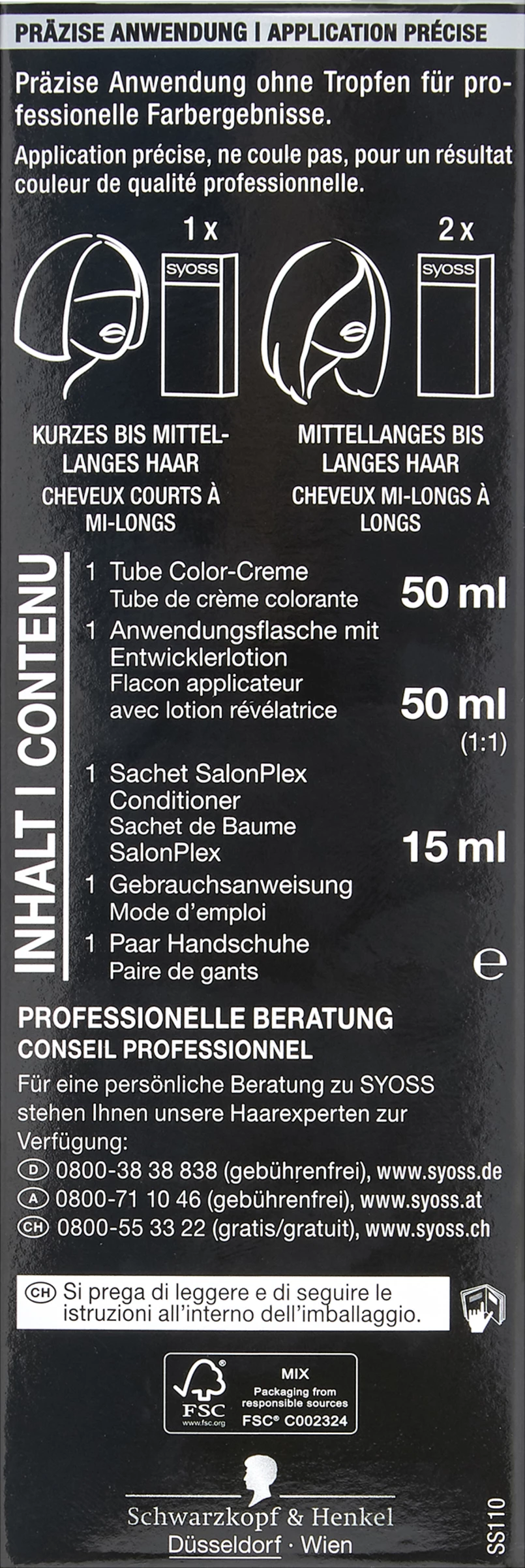 Syoss Professional Performance Permanente Coloration 1_1 Schwarz 2 Syoss Professional Performance Permanente Coloration 1_1 Schwarz – Bild 2