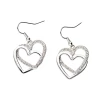 Accessories Ohrhänger Silberglänzend Mit Doppeltem Herzanhänger
