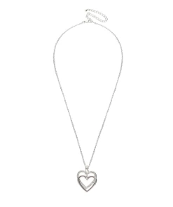 Accessories Halskette Silberglänzend Mit Doppeltem Herzanhänger