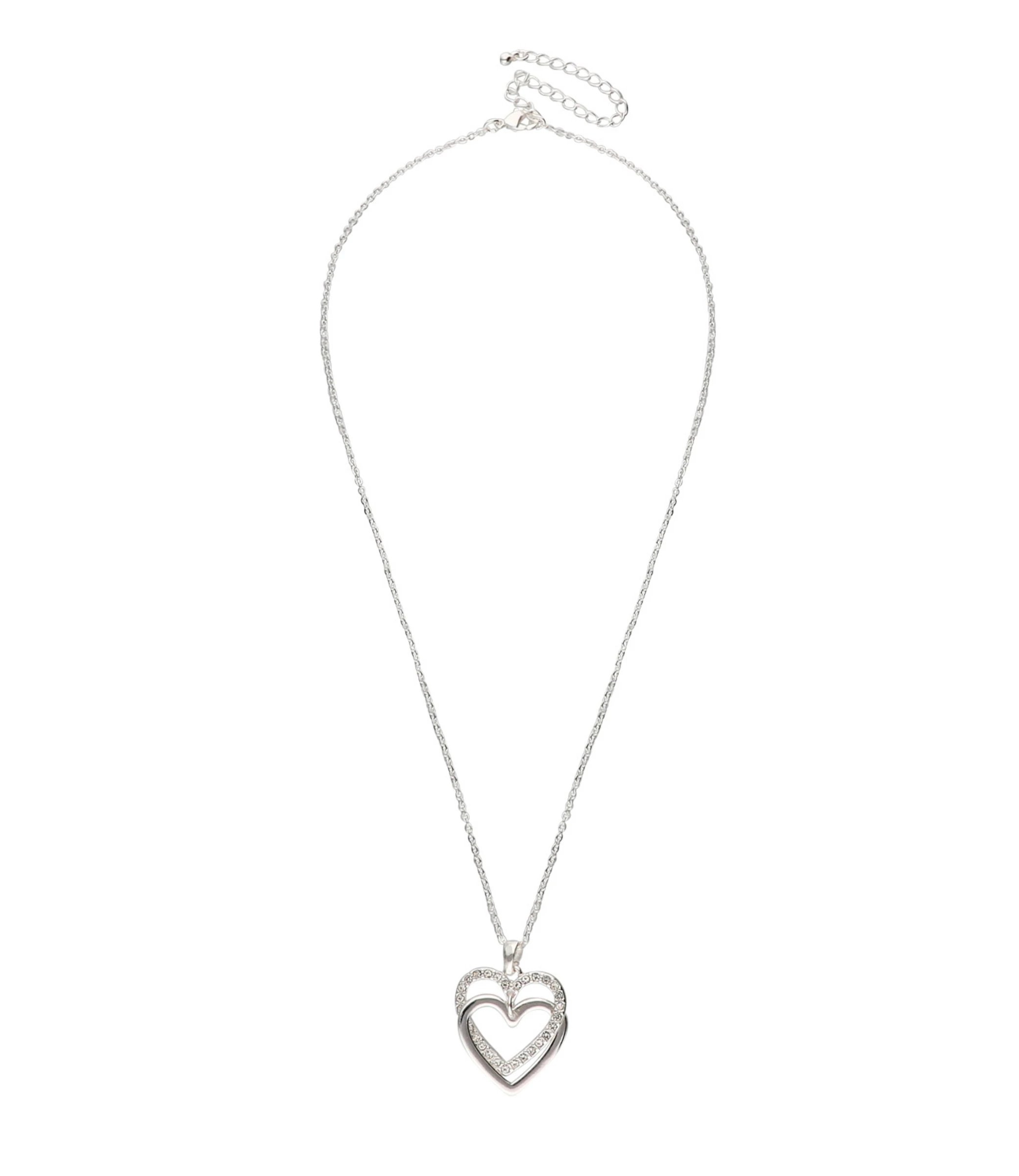 Accessories Halskette Silberglänzend Mit Doppeltem Herzanhänger 1 Accessories Halskette Silberglänzend Mit Doppeltem Herzanhänger