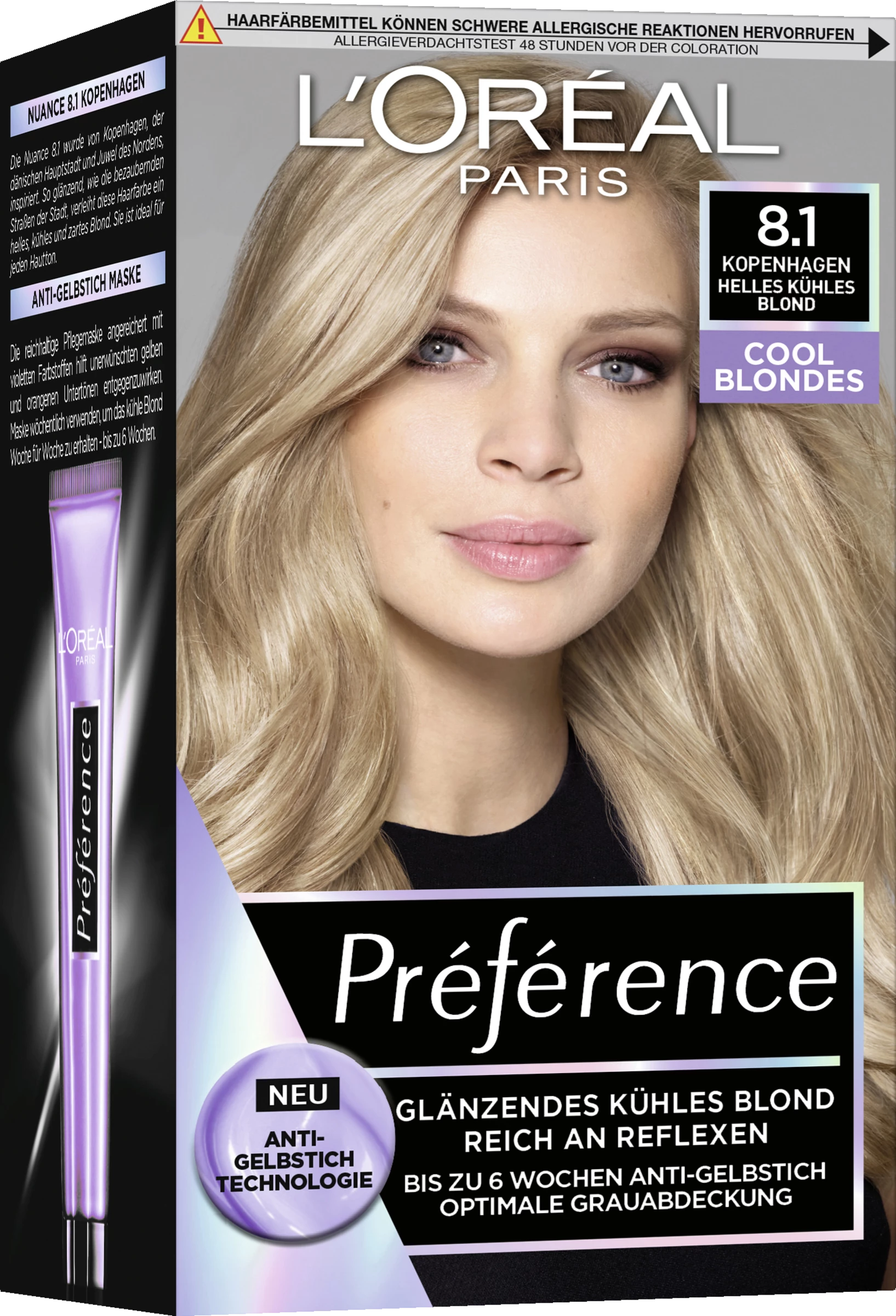 L’Oréal Paris Préférence Cool Blondes 8.1 Helles Kühles Blond (Kopenhagen) 1 L’Oréal Paris Préférence Cool Blondes 8.1 Helles Kühles Blond (Kopenhagen)