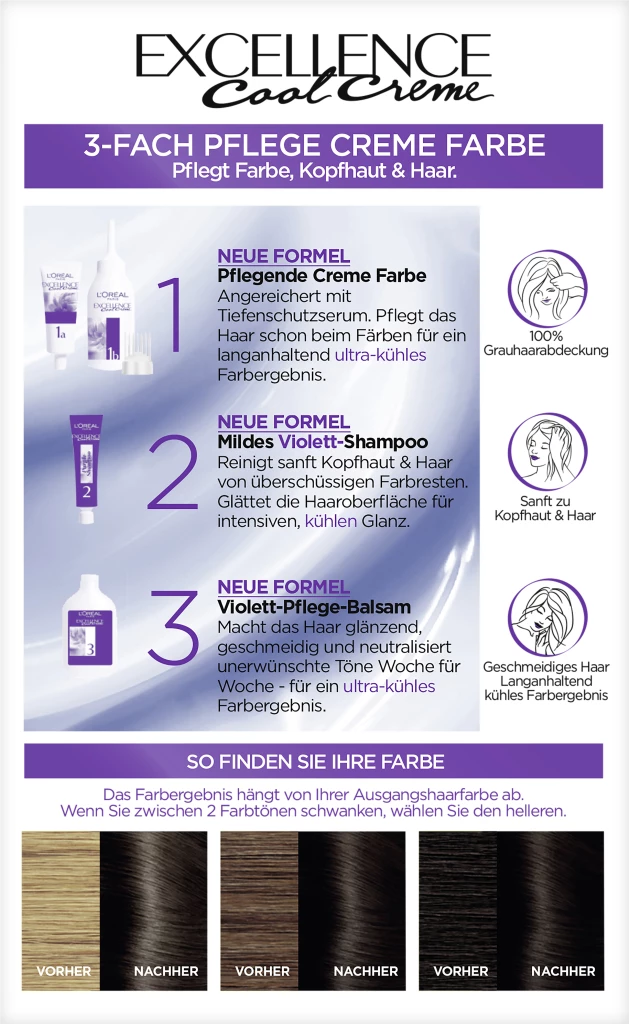 L’Oréal Paris Excellence Cool Creme 4.11 Ultra Kühles Mittelbraun 4 L’Oréal Paris Excellence Cool Creme 4.11 Ultra Kühles Mittelbraun – Bild 4