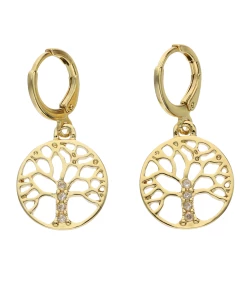 Accessories Creolen Vergoldet Mit Cut-Out-Motiv Und Strasssteinen