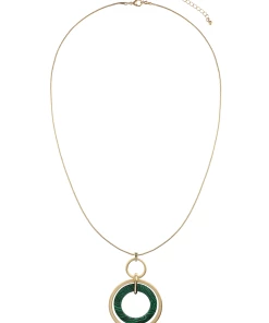 Accessories Statement Kette Mit Goldfarbenen Und Grünen Metallringen