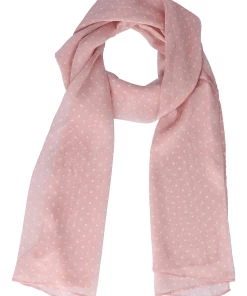 Accessories Rosafarbener Crêpes-Schal Mit Weißen Punkten