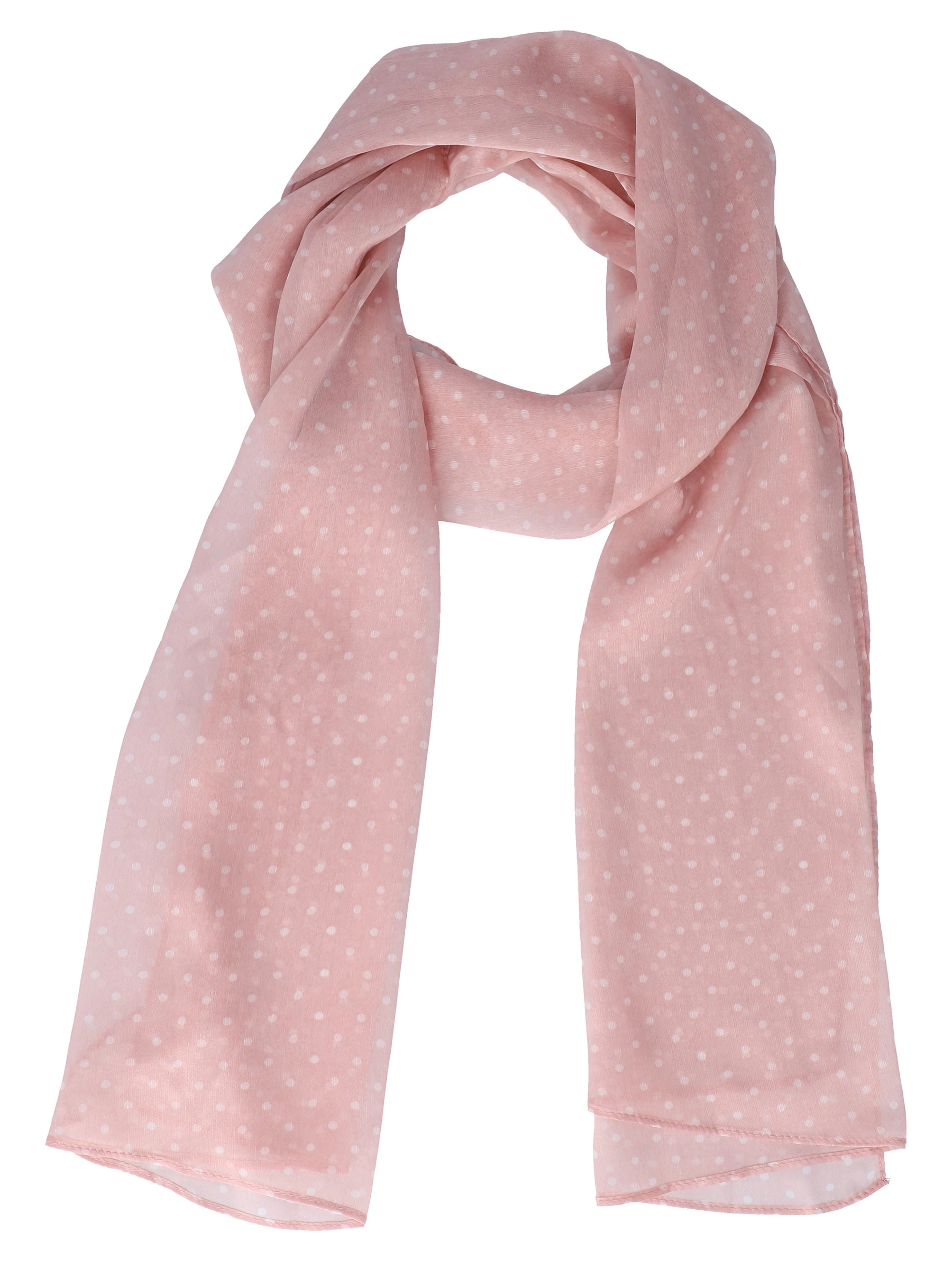 Accessories Rosafarbener Crêpes-Schal Mit Weißen Punkten 1 Accessories Rosafarbener Crêpes-Schal Mit Weißen Punkten
