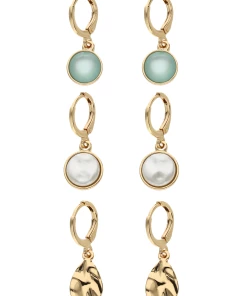 Accessories Huggie-Creolen Im Set Mit Ziersteinen