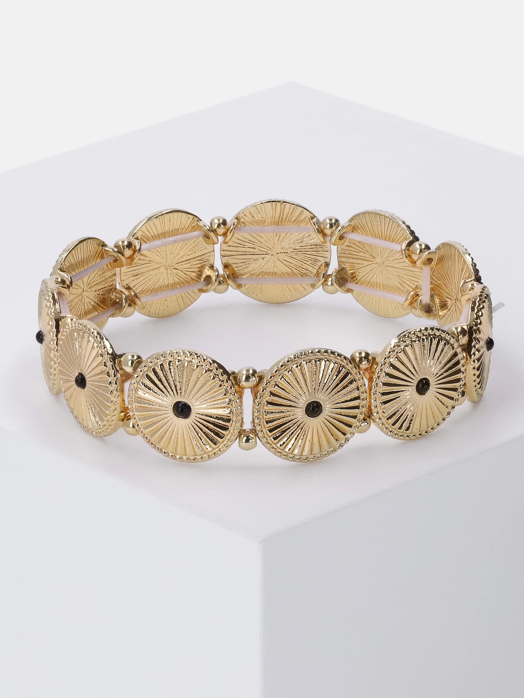 Accessories Flexibles Armband Mit Strukturierten Elementen Und Ziersteinen 2 Accessories Flexibles Armband Mit Strukturierten Elementen Und Ziersteinen – Bild 2