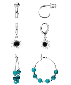 Accessories Ohrschmuck-Set Mit Sonnen-Motiv Und Howlith-Schmucksteinen