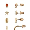 Accessories Goldglänzendes Ohrstecker-Set Mit Muschel- Und Seestern-Motiv, Strassteine, Sommerlich