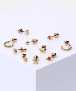 Accessories Goldglänzendes Ohrstecker-Set Mit Muschel- Und Seestern-Motiv, Strassteine, Sommerlich -der Ankunftsshop MAM 8388891 SHOP IMAGE 1.4