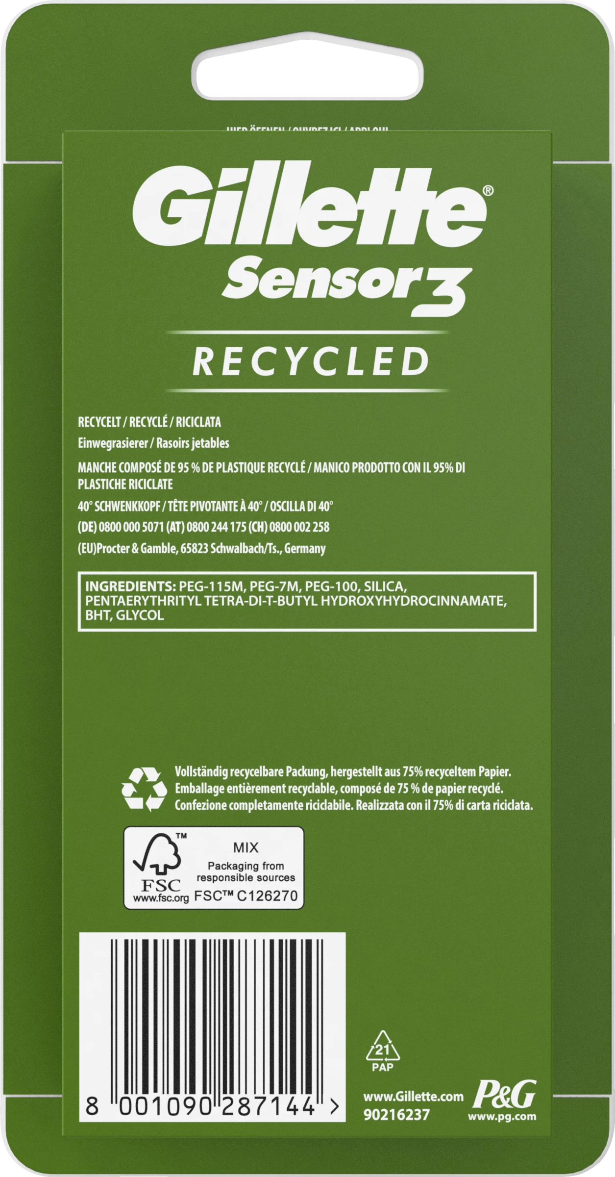 Gillette® Sensor3 Einwegrasierer Recycled 2 Gillette® Sensor3 Einwegrasierer Recycled – Bild 2