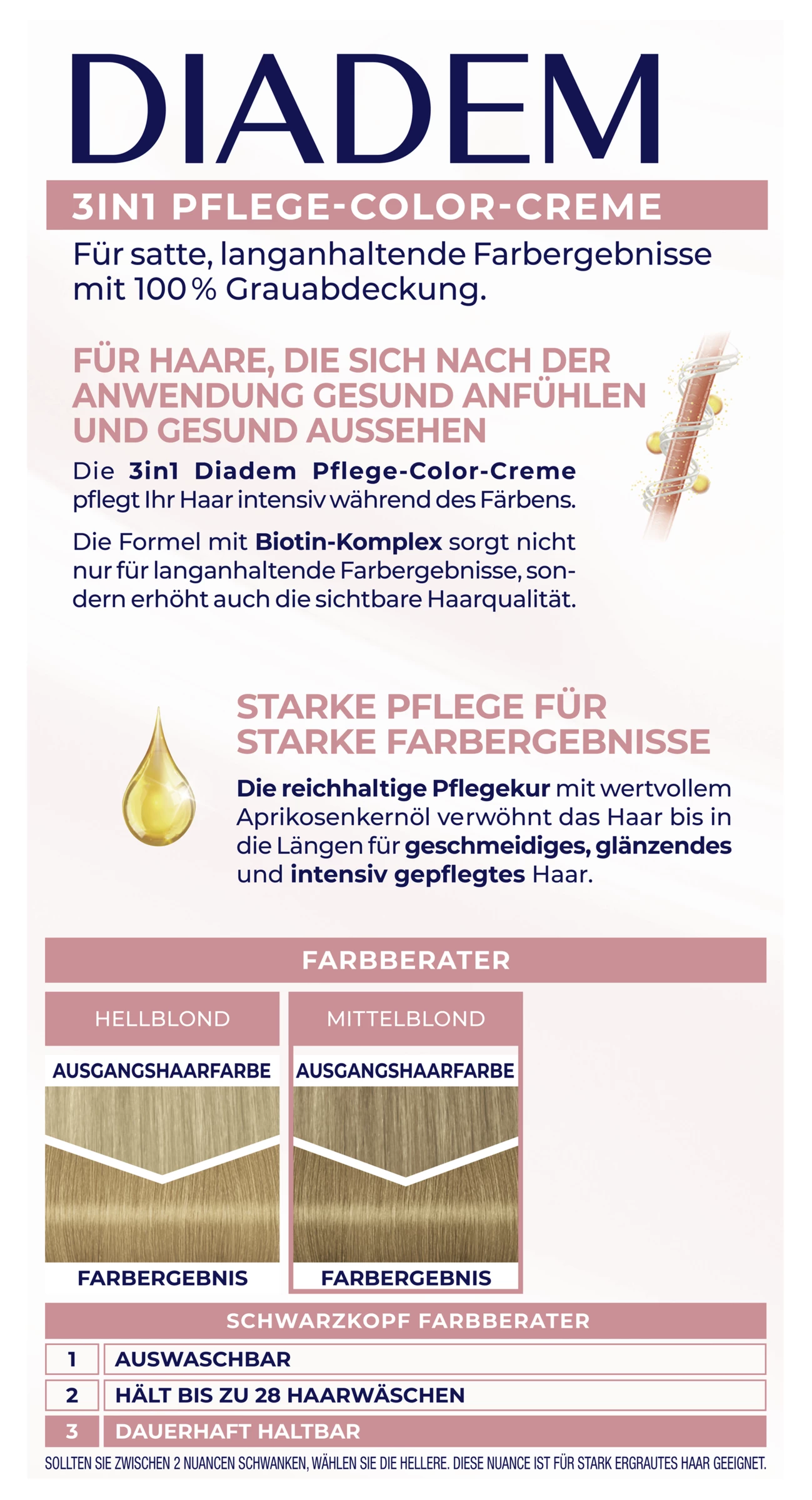 Schwarzkopf Diadem 3in1 Pflege-Color-Creme 715 Mittel Blond 4 Schwarzkopf Diadem 3in1 Pflege-Color-Creme 715 Mittel Blond – Bild 4