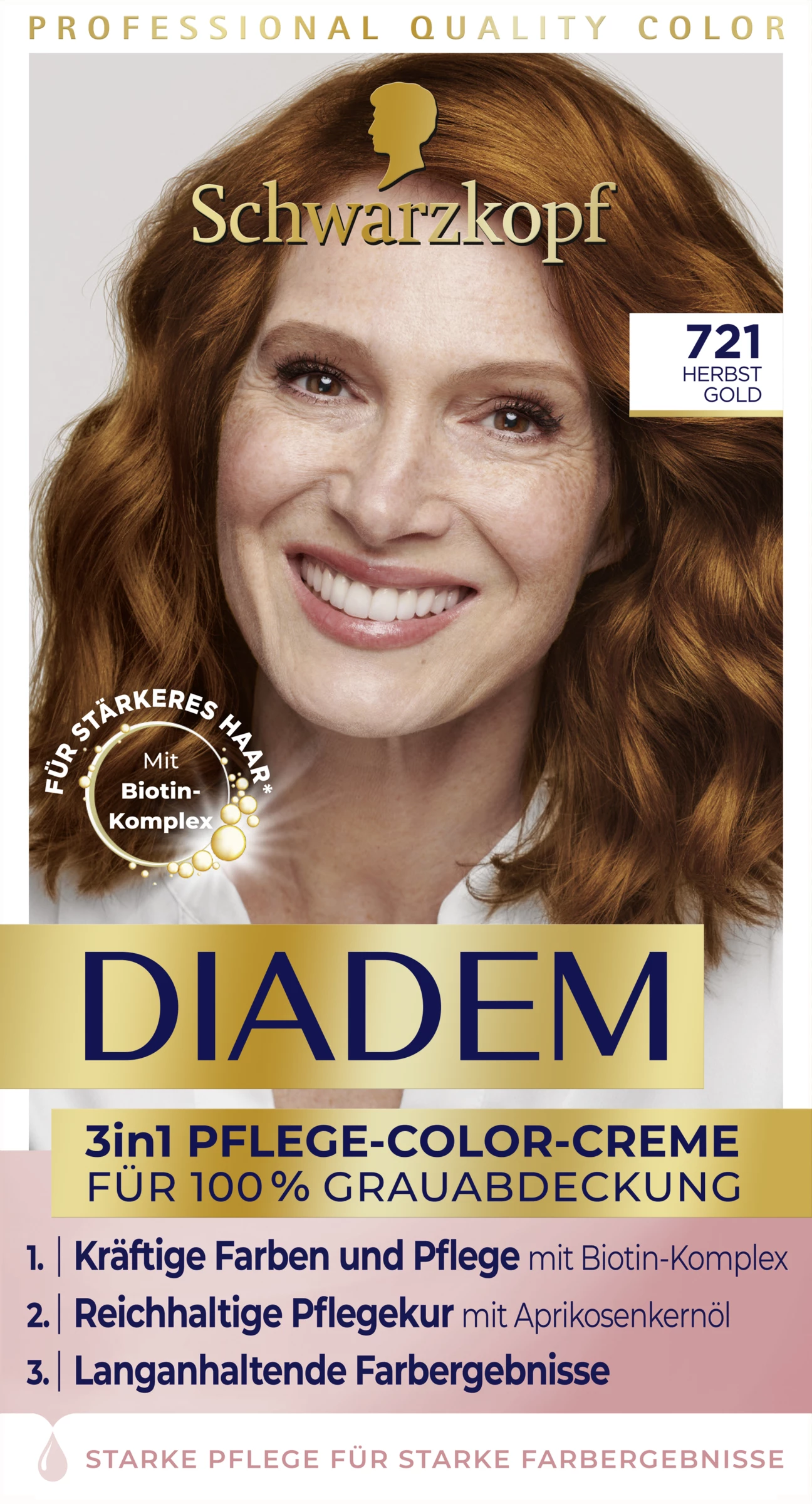 Schwarzkopf Diadem 3in1 Pflege-Color-Creme 721 Herbst Gold 1 Schwarzkopf Diadem 3in1 Pflege-Color-Creme 721 Herbst Gold