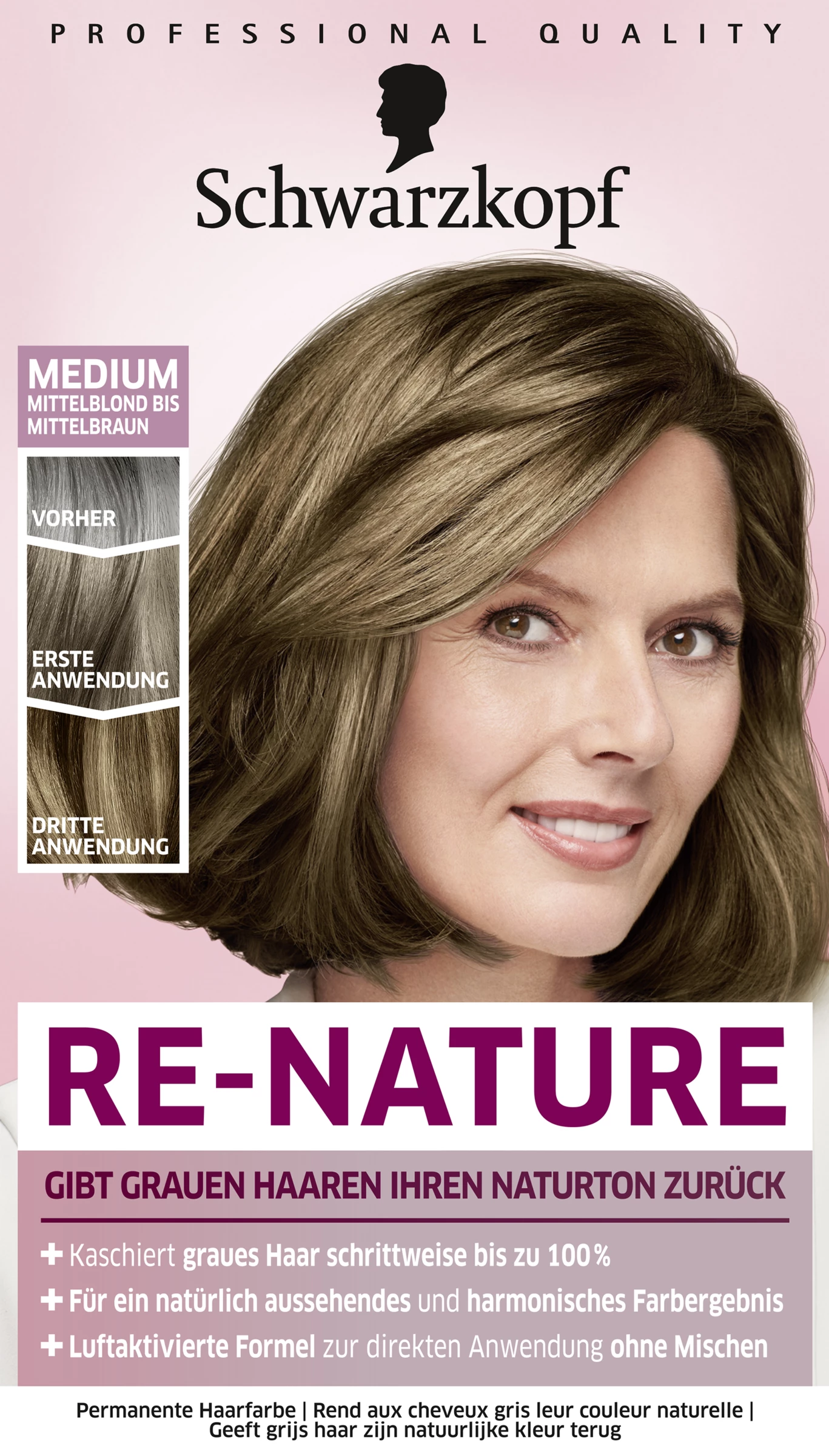 Schwarzkopf RE-NATURE Re-Pigmentierung Frauen Medium Mittelblond Bis Mittelbraun 1 Schwarzkopf RE-NATURE Re-Pigmentierung Frauen Medium Mittelblond Bis Mittelbraun