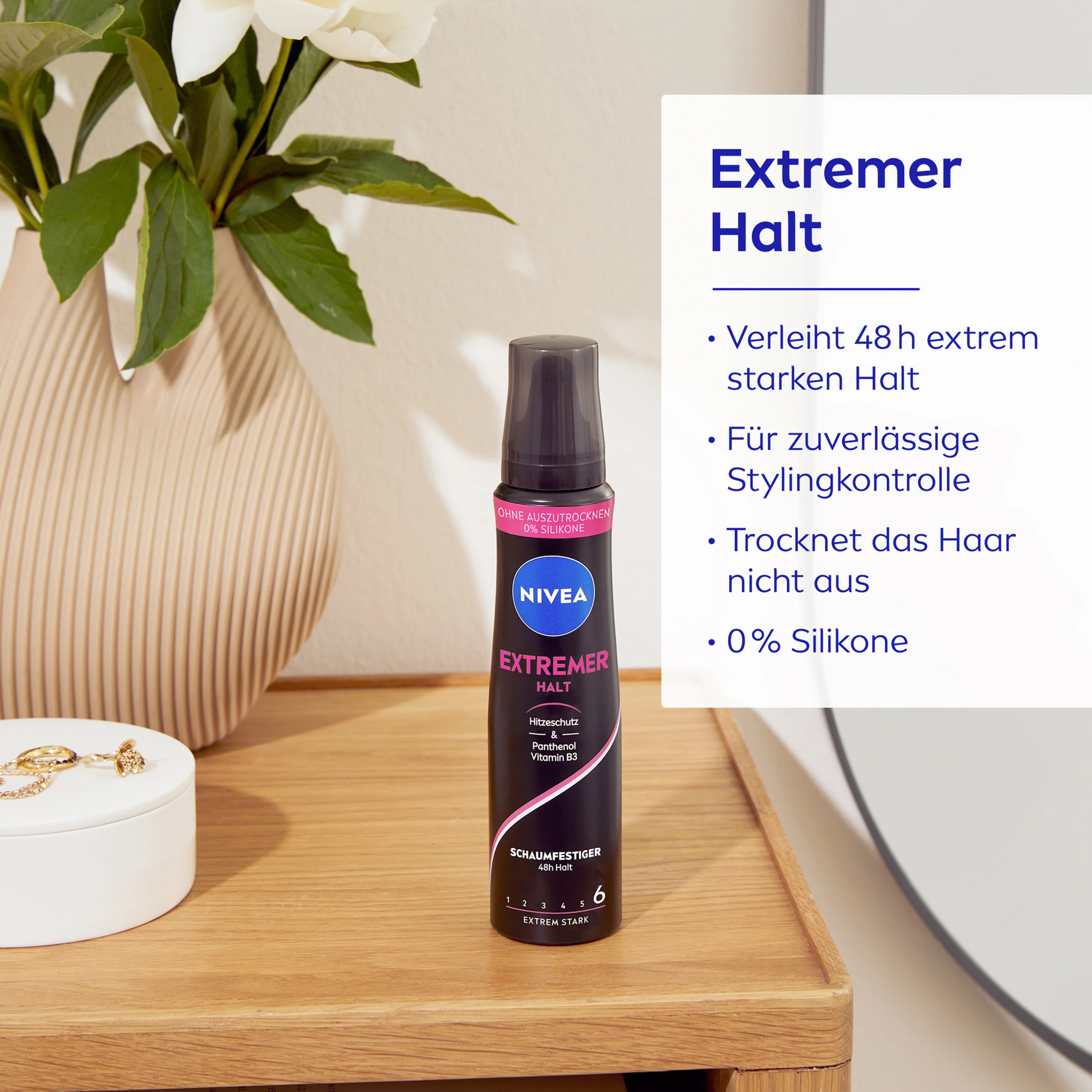 NIVEA Extremer Halt Schaumfestiger Extrem Stark 150ml 5 NIVEA Extremer Halt Schaumfestiger Extrem Stark 150ml – Bild 5